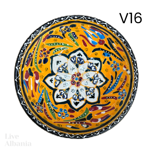 Keramická miska z Gjirokastër - hand made  (15 - 16cm) - Vzor: v03