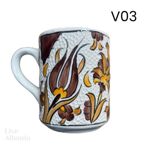 Keramický čajový hrnek z Gjirokaster - Hand made - Vzor: v04
