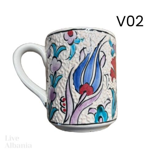 Keramický čajový hrnek z Gjirokaster - Hand made - Vzor: v02