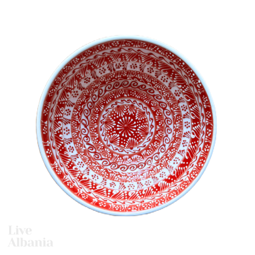Keramická miska z Gjirokastër - hand made  (15 - 16cm) - Vzor: Zelená