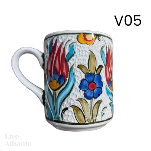 Keramický čajový hrnek z Gjirokaster - Hand made - Vzor: v04