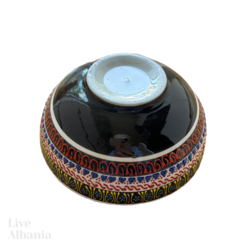 Keramická miska z Gjirokastër - hand made  (15 - 16cm) - Vzor: Černo-barevná